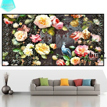 

PSHINY NEW 5D DIY Diamond embroidery sale rose peony flowers Full drill with round rhinestones pictures Diamond Painting