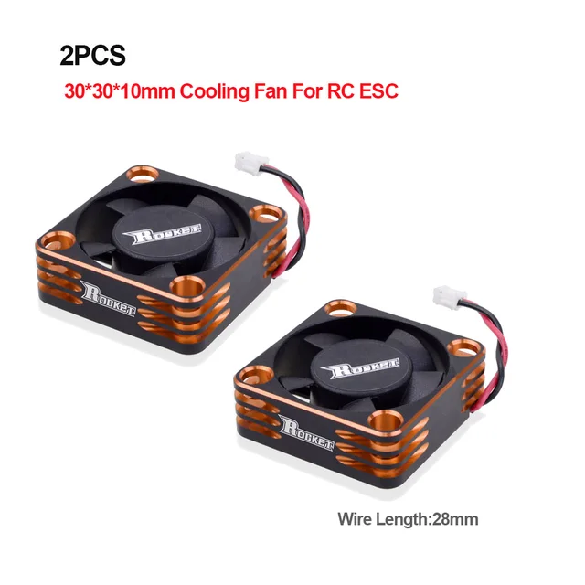 Surpass Hobby Rocket 25mm 30mm 36mm 40mm 50mm Aluminum Metal Cooling Fan For RC ESC Motor Heat Dissipation-Orange&Black 2PCS 30mm for ESC