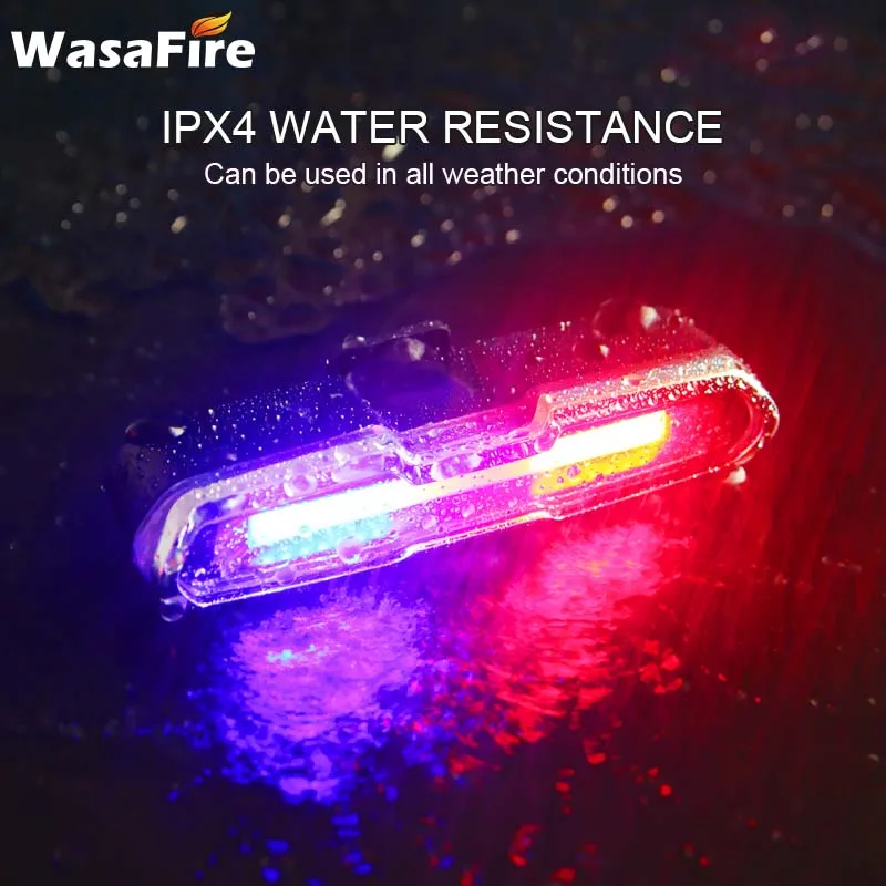 WasaFire USB Перезаряжаемые задняя подсветка на велосипед светильник 5 режимов Светодиодный задние фонари велосипеда езда на велосипеде хвост светильник ночной езды безопасности Предупреждение лампы