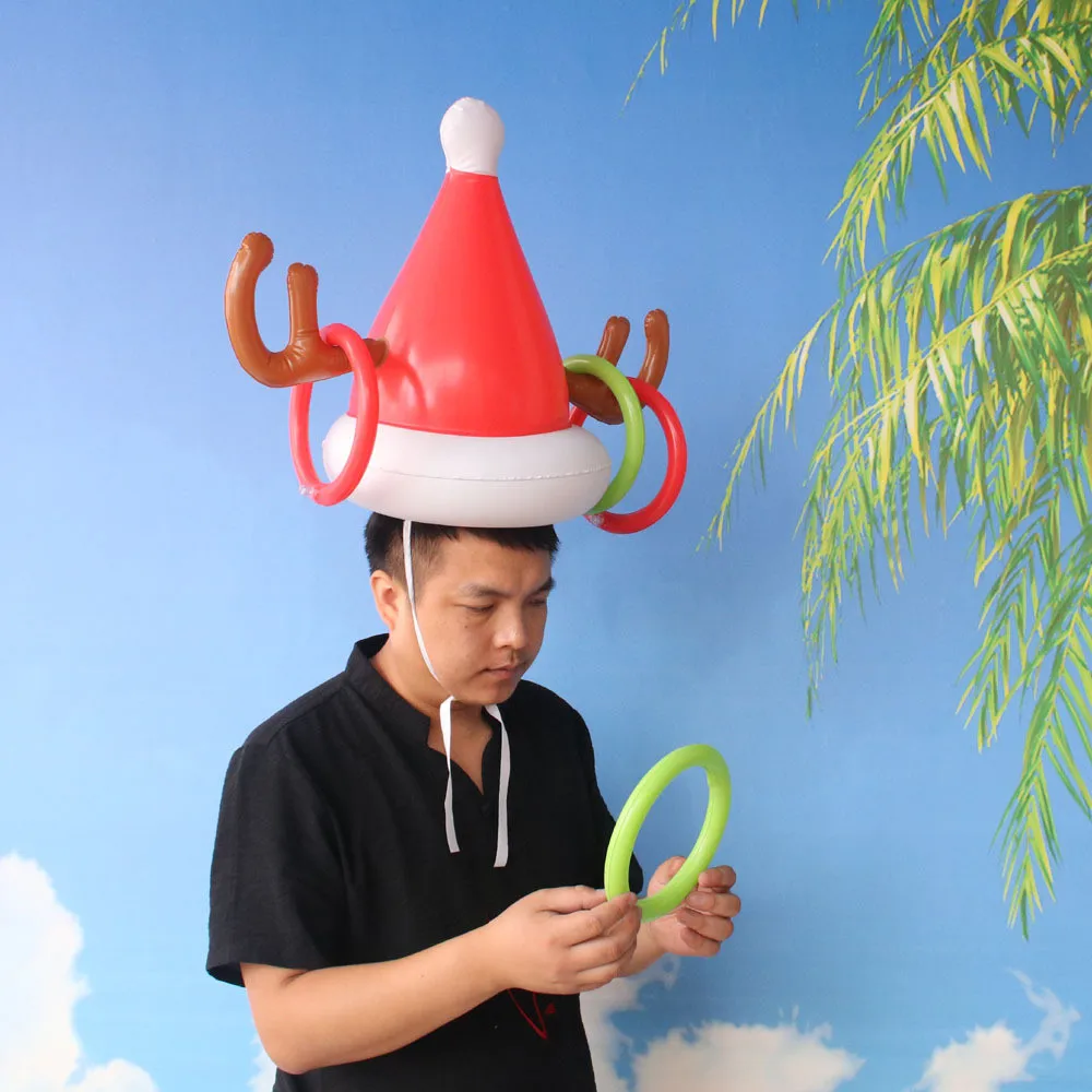 cheap Inflatable Rein deer Christmas Hat Antler Ring Toss Holiday Party Game Toys Baby Accompany Funny Practical Jokes Christmas Gift