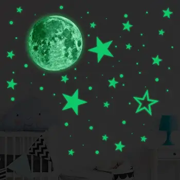 

435Pcs/set Waterproof Fluorescent Wall Stickers Luminous Stars Moon Dots for Kids Children Room Party