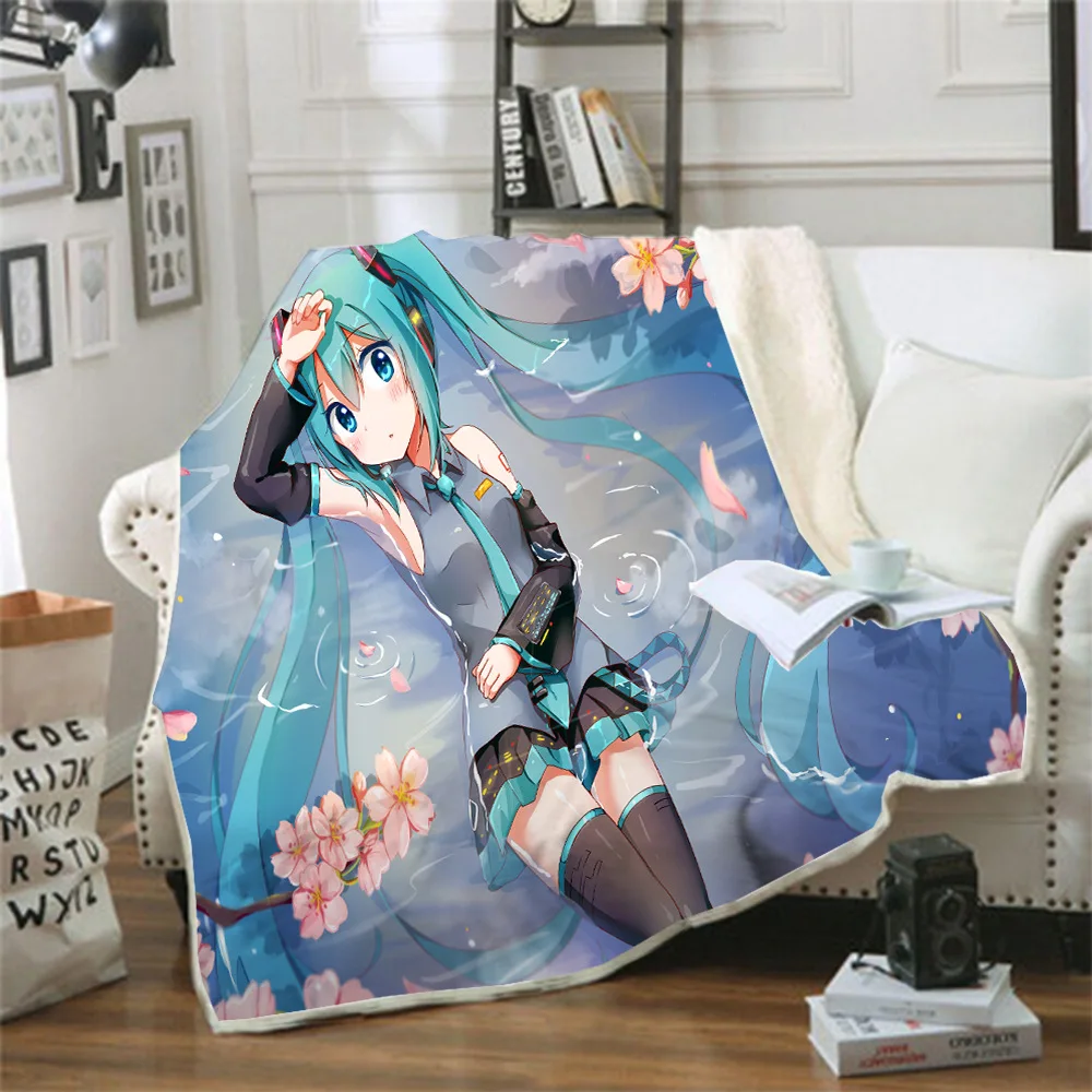 

Hatsune Fleece Blanket Plush 3d Printed for Adults Sofa Sherpa Fleece Bedspread Wrap Throw Blanket