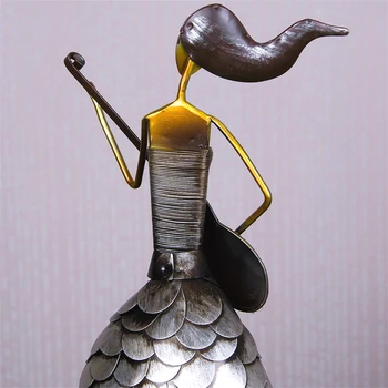 

Metal Person Model Home Decoration Accessories for Living Room Deco Crafts Figurines Long Hair Girls Wedding Gifts for Friends