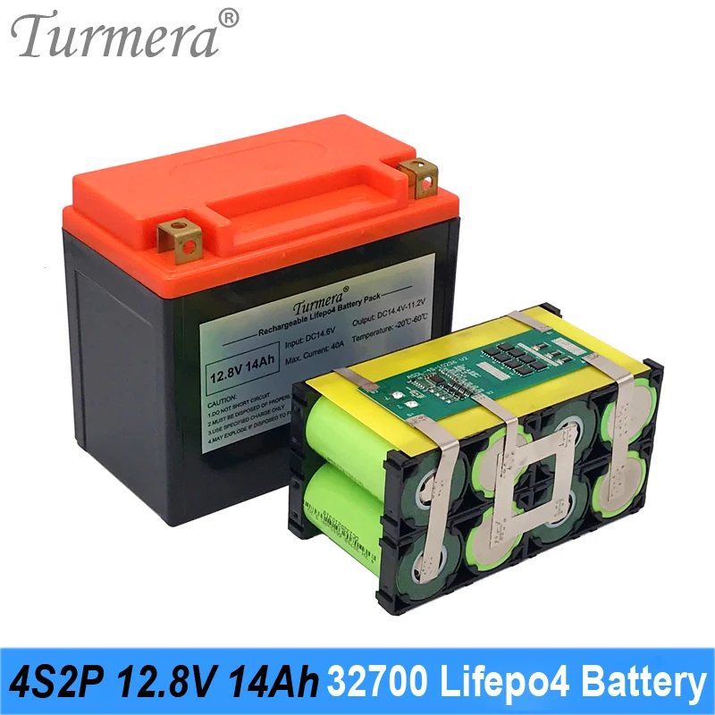 

12.8V 14Ah 32700 Lifepo4 Battery High Rate 4S 40A Balance BMS for 12V Motorcycle and UPS Replace Lead Acid Batteries Use Turmera