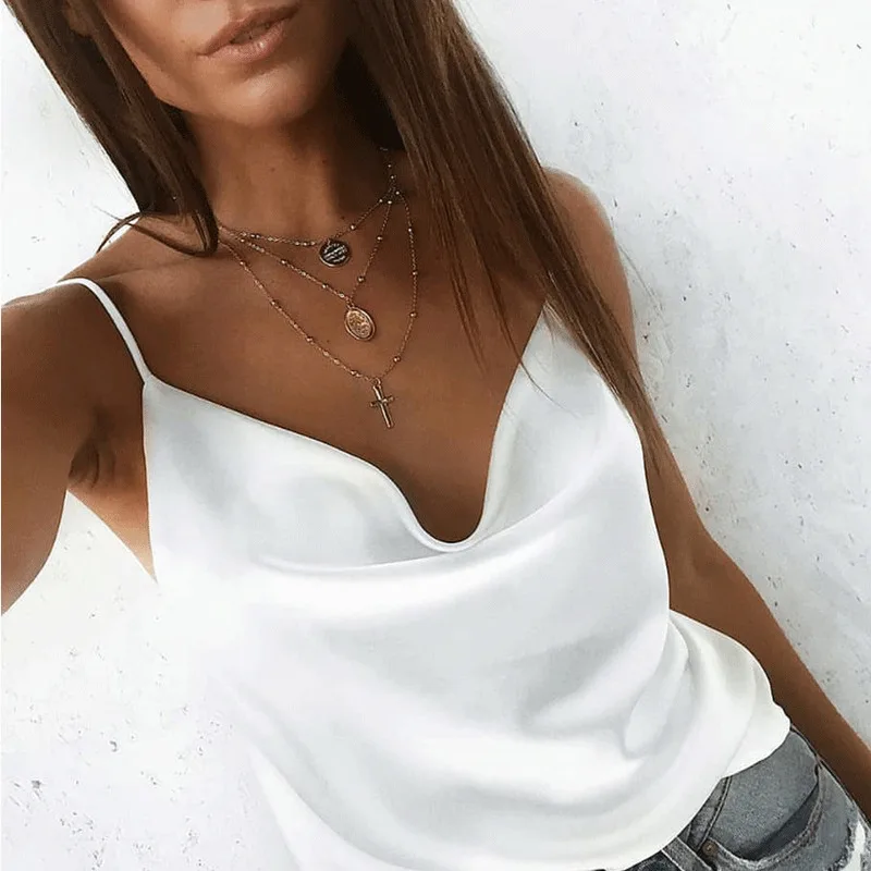 

Sexy Camis Tanks 2020 Spring Summer New V-Neck Sleeveless Solid Spaghetti Strap Top Casual Slim Lady Tank Tops Tee Plus Size