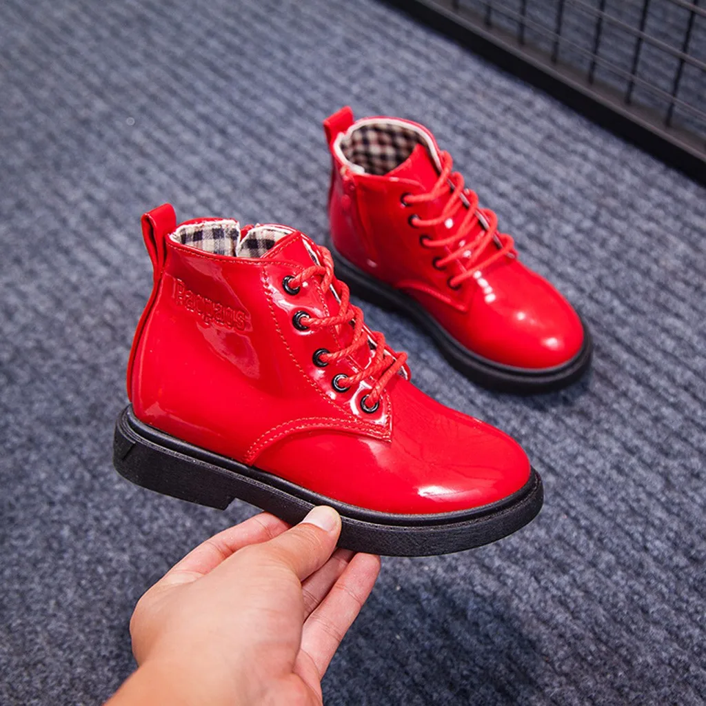 Winter Girls Martin Boots Shoes Solid Zip Sport Short Boots Casual Martin boots casual girls kids winter shoes for girls