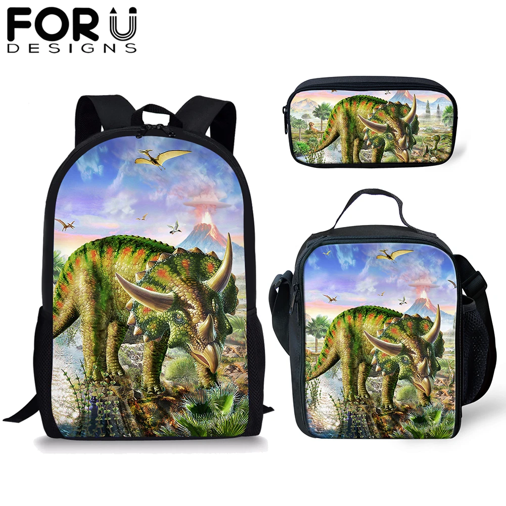 FORUDESIGNS/Школьный рюкзак с 3D животными, Сумка с динозавром Юрского периода, детский рюкзак, детский подарок, сумка для путешествий с рисунком динозавра