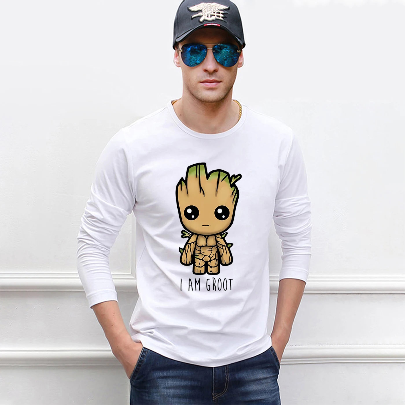 

Guardians of the Galaxy Movie Men T Shirt I Am Groot New Summer Long Sleeve Tops Tees Harajuku Hot Sale Casual Cotton Sweatshirt