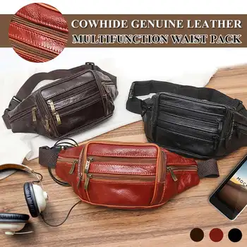

Genuine Leather Fashion Men Waist Packs Organizer Travel Waist Pack Necessity Waist Belt Mobile Phone Bag