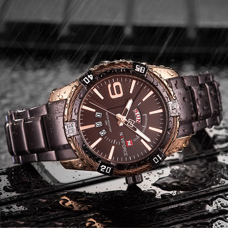 Naviforce мужские часы Топ бренд класса люкс из нержавеющей стали водонепроницаемые мужские часы Аналоговые водонепроницаемые мужские наручные часы