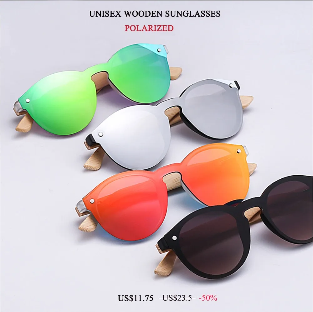 wooden bamboo polarized women men sunglasses post