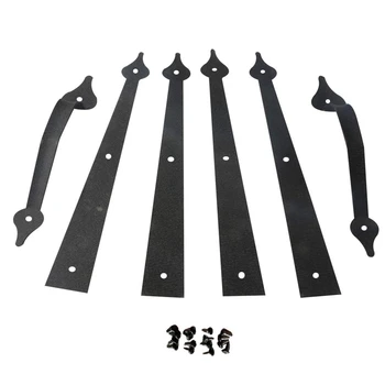 

Garage Door Hardware Kit, Decorative Garage Door Carriage Accents Hinges Handles Hardware Kit, 2 House Handles and 4 House Hinge