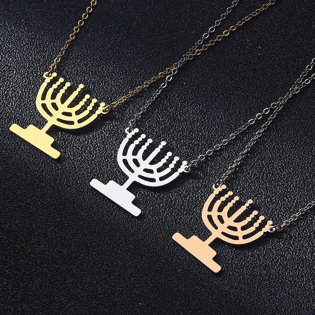 2021Hanukkah Candles Menorah Lamp Stand Shaped Pendant Necklace in Minimal Handmade Jewelry | Украшения и аксессуары