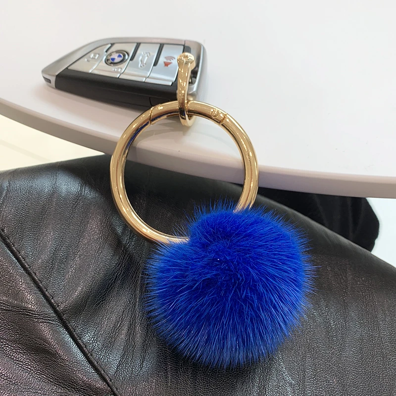 9cm Cute Genuine Fox Fur Ball Furry Pompom Genuine Fur Keychain