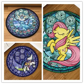 

Round Carpet Living Room Anti Slip Mat Floor Mats Cartoon Pokemon Pattern Bedroom Floor Decoration Prayer Yoga Rug