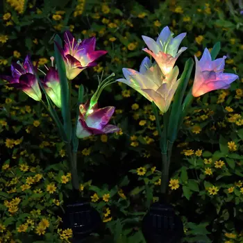 

Solar Lily Flower Light Stake Solar Garden Lily Light Solar Flowers Backyard Decorative Light with 1 Flowers
