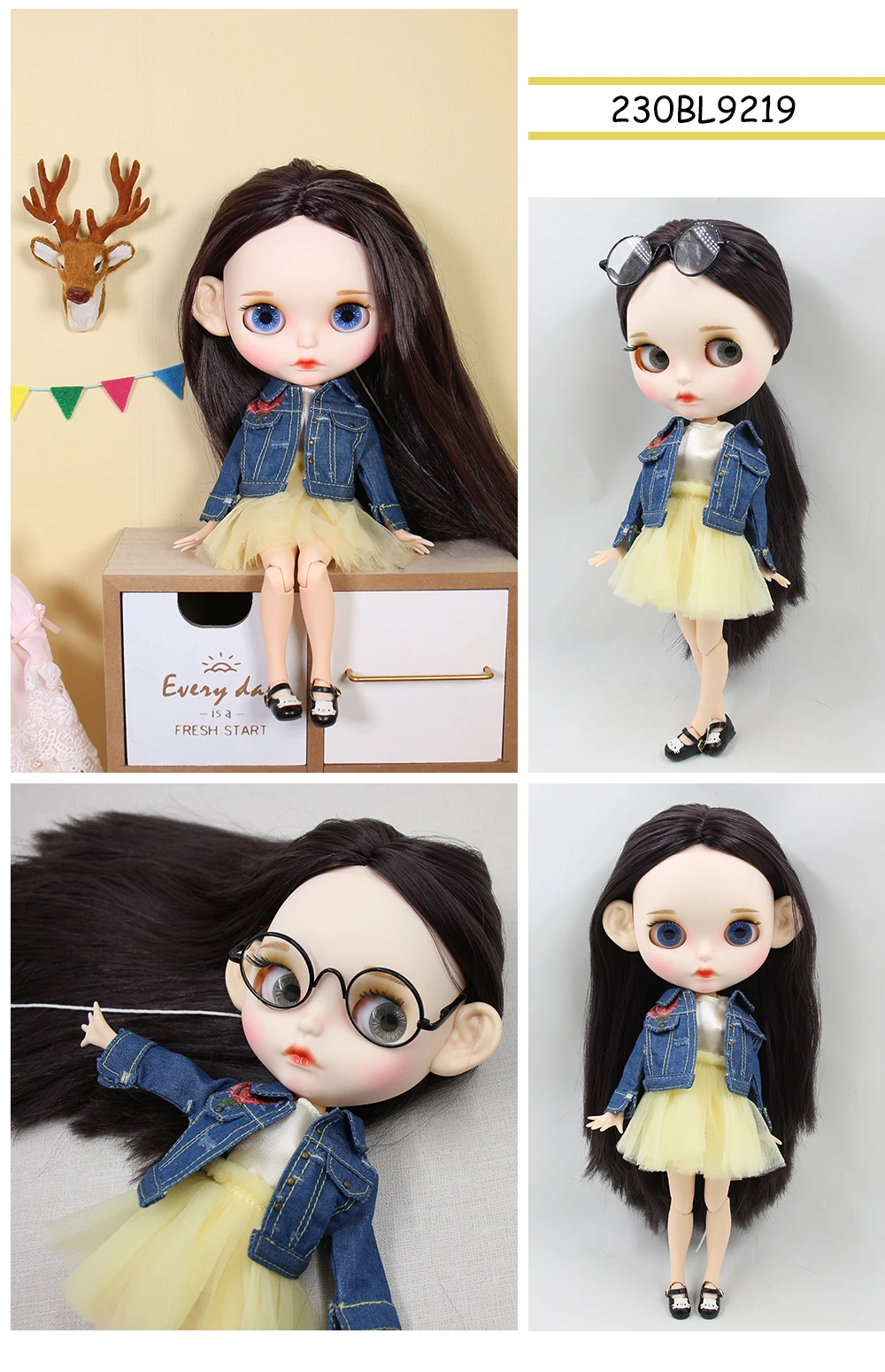 Julianna – Premium Custom Neo Blythe Doll with Brown Hair, White Skin & Matte Cute Face 1