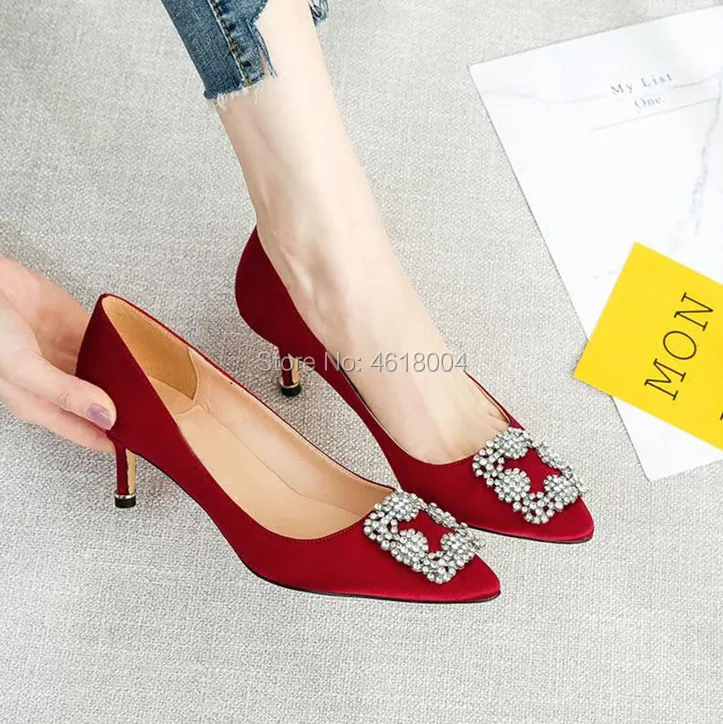 KALMALL scarpe donna Crystal Tacco шелковые бриллианты на высоком каблуке с острым носком свадебные женские вечерние туфли Chaussure Femme