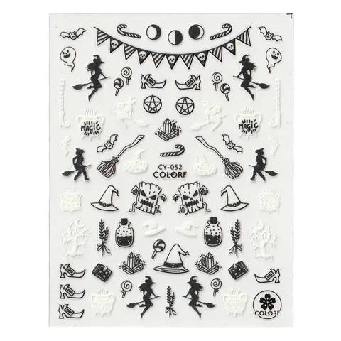 Sheets Halloween Nail  Sticker Luminous In The Dark Pumpkin Spider Bat Ghost Designs Self-Adhesive Nails Art Decals#NK144