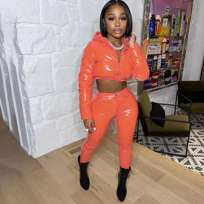 Pantalones largos de estilo ciclista Y2K para mujer, pantalón Hipster de cuero sintético, ajustado, elástico, de alta, ropa de femenina - AliExpress Ropa de mujer