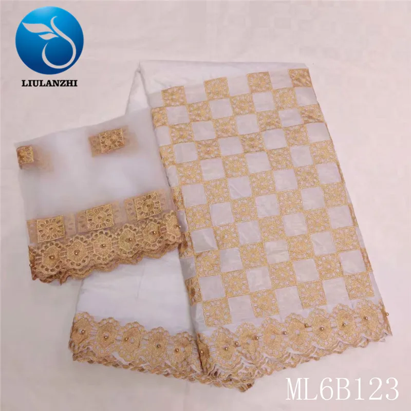 LIULANZHI африканская базин ткани модный стиль белый Базен riche ткань с золотой вышивкой бисером хлопок getzner ткань ML6B123