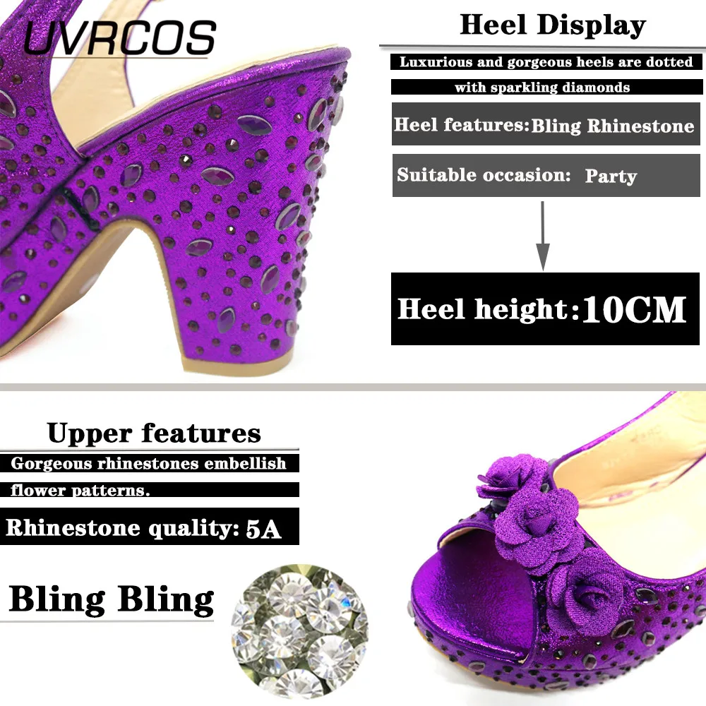 New Luxury Italian Shoe And Bag Set With Matching Sandals Lady Shoes  Rhinestones