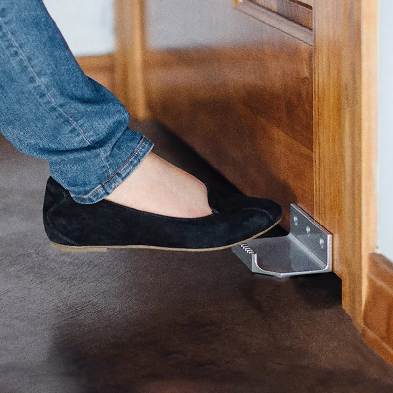 Top Quality Stainless Steel Hands Free Foot Operated Door Opener Handle Bracket 3mm Thick Convenience Door Opener