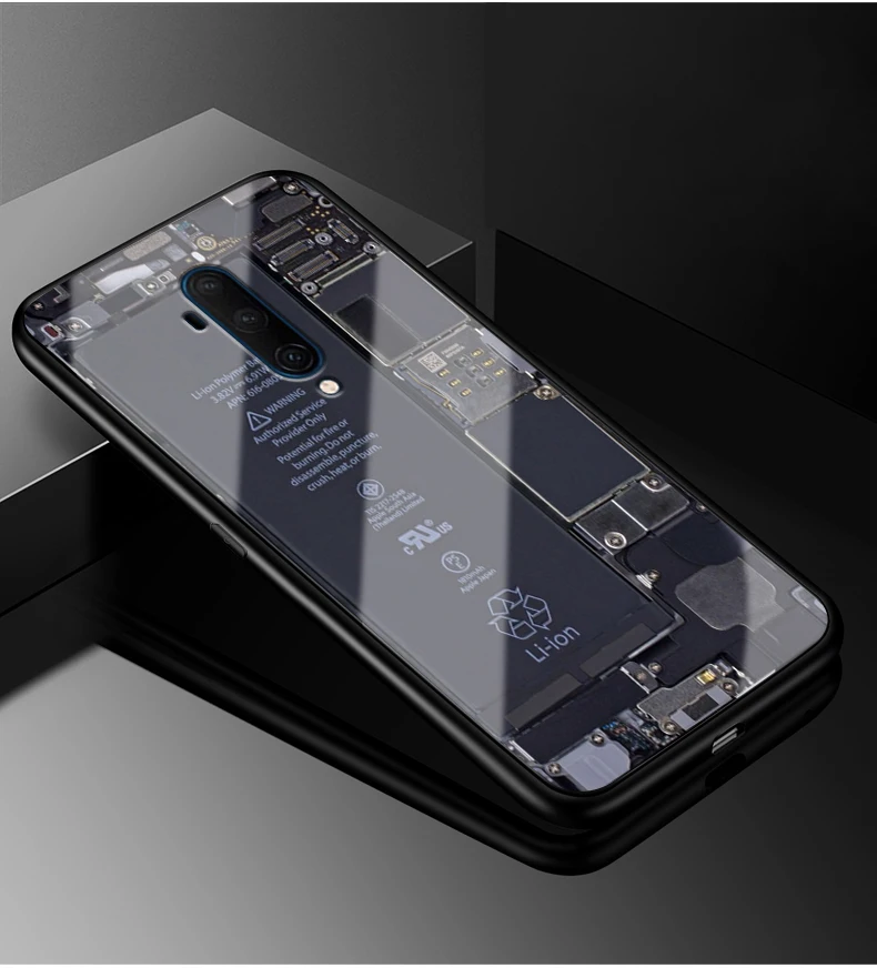 Для Oneplus 7T чехол One plus 7T Pro PC Пластиковый стеклянный чехол для телефона черный ТПУ бампер чехол для Oneplus 7T Pro 7TPro закаленное покрытие