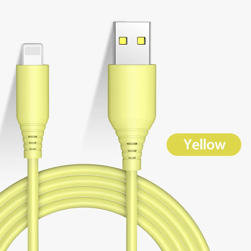 Новейший дизайн, жидкий силиконовый кабель для Lightning, зарядный шнур, USB-Micro USB Tipo c, для iPhone 11 X, для Xiaomi Redmi note 8 - Цвет: Yellow