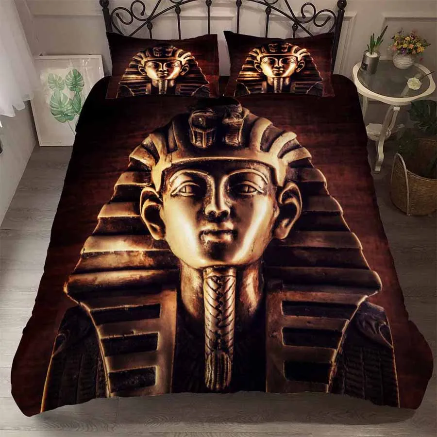 WOSTAR bedding set 3d print Egyptian pharaoh duvet cover set and pillowcase luxury bedding set king size home textiles Egyptian
