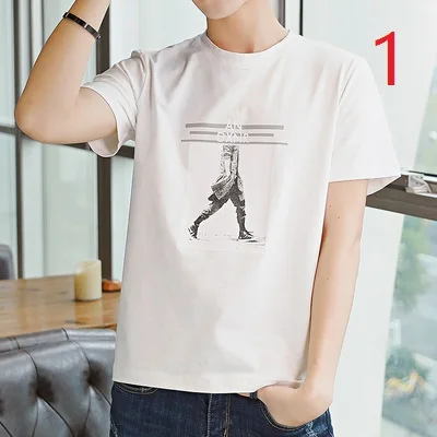 

Summer short-sleeved men's T-shirt trend boys new cotton t-shirt loose round neck half-sleeved shirt