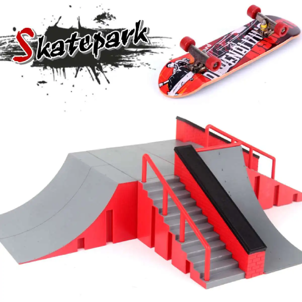 Mini Skateboard and Ramp Set Kids Children Park Outdoor Sports Game Toy Gift 