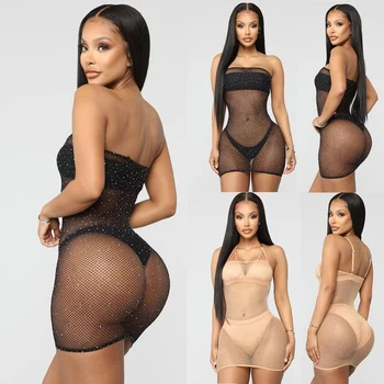 

Women Sexy Transparent Mini Dress Erotic Lingerie Fishnet Underwear Mesh Baby Doll Dress Sexy Lingerie