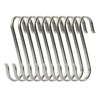 

New Set of 10 S Stainless Steel Suspension Hooks for Kitchen Cookware or Butcher Meat
