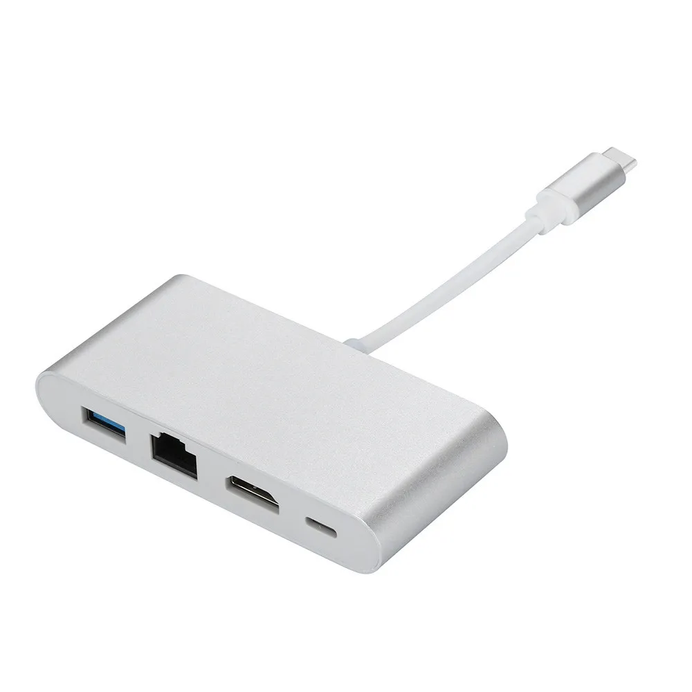 Сетевой адаптер Ouhaobin 4 в 1 usb-хаб USB C HDMI HD 4K RJ45 LAN конвертер для ноутбуков и телефонов