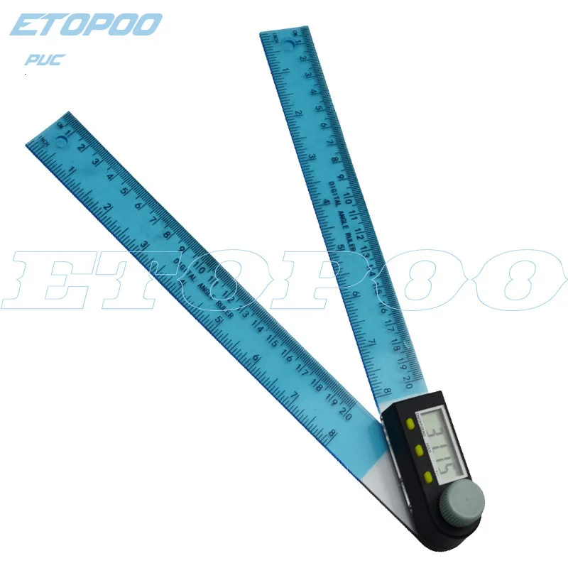  Digital Protractors Ruler 200mm PVC Plastic Angle Finder with Hold Zero LCD Display Coin Battery Me