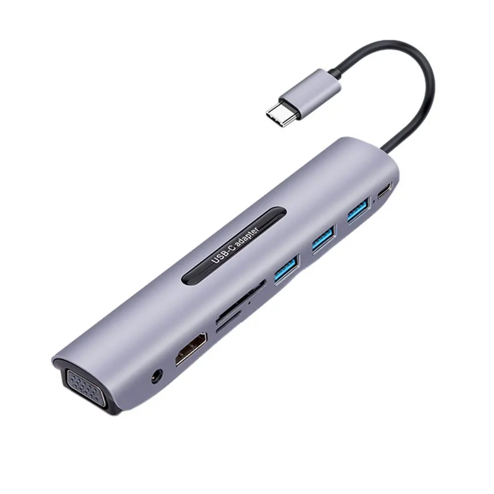 

USB C Dock Station Thunderbolt 3 Type-c To HDMI VGA USB TF SD Card With 3.5 AUX Audio Jack Converter Adapter