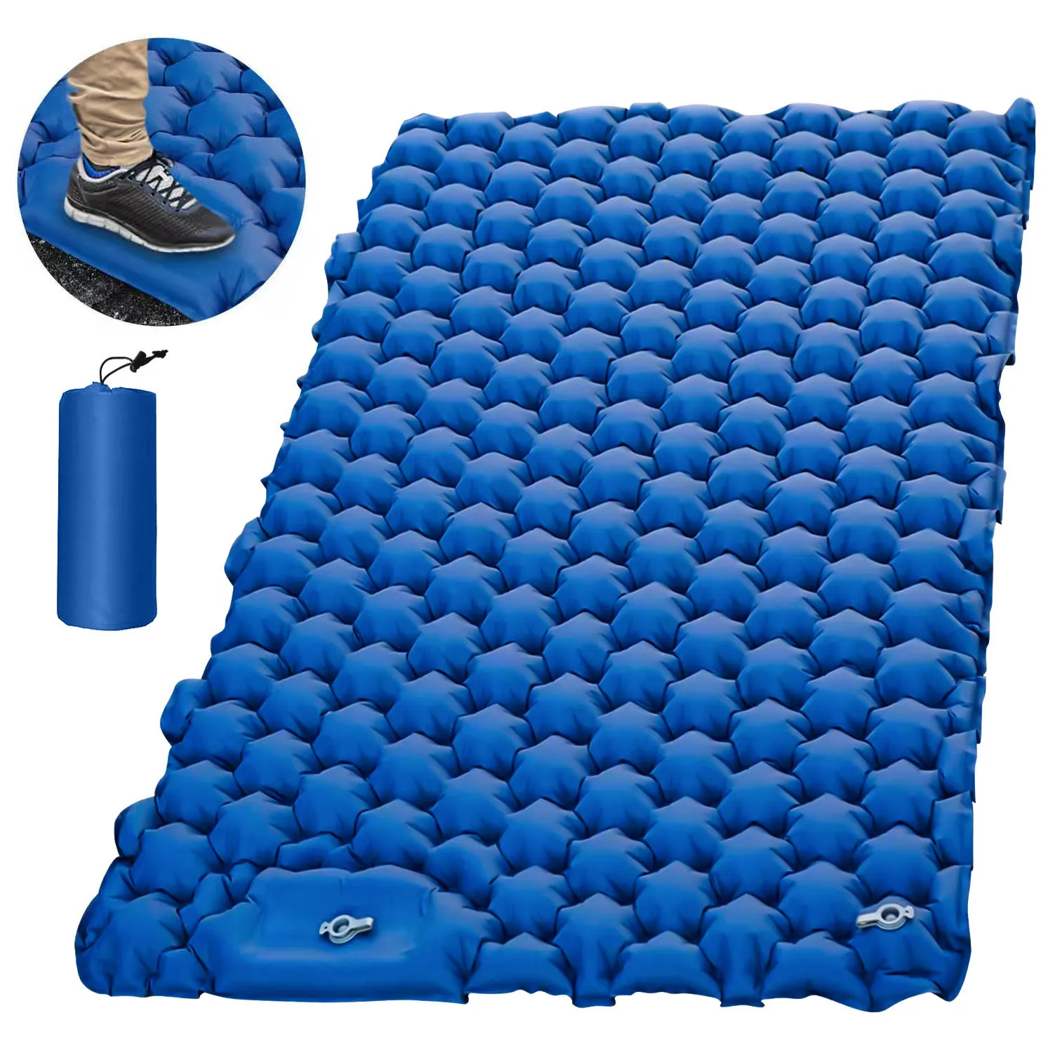 

Double Camping Sleeping Mat Self Inflatable Outdoor Extra Wide Sleeping Pad Nylon TUP Protable Air Mattress Bed Hiking