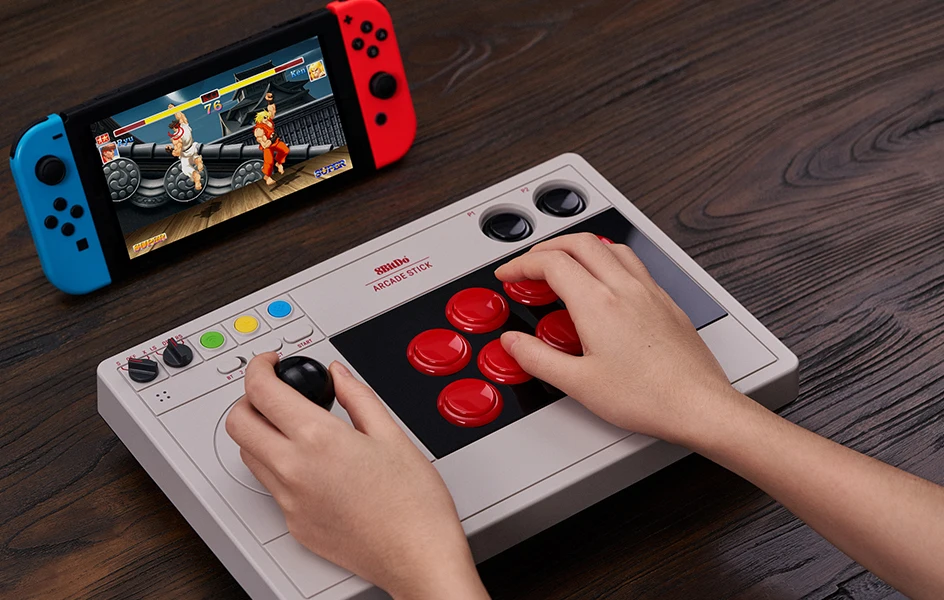 8Bitdo Arcade Stick Support Wired, Wireless Bluetooth and 2.4G with Receiver for Nintendo Switch Windows