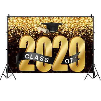 

2020 Graduation Party Photography Backdrop Happy Photo Background Gold Studio Prop Booth Banner Decoration