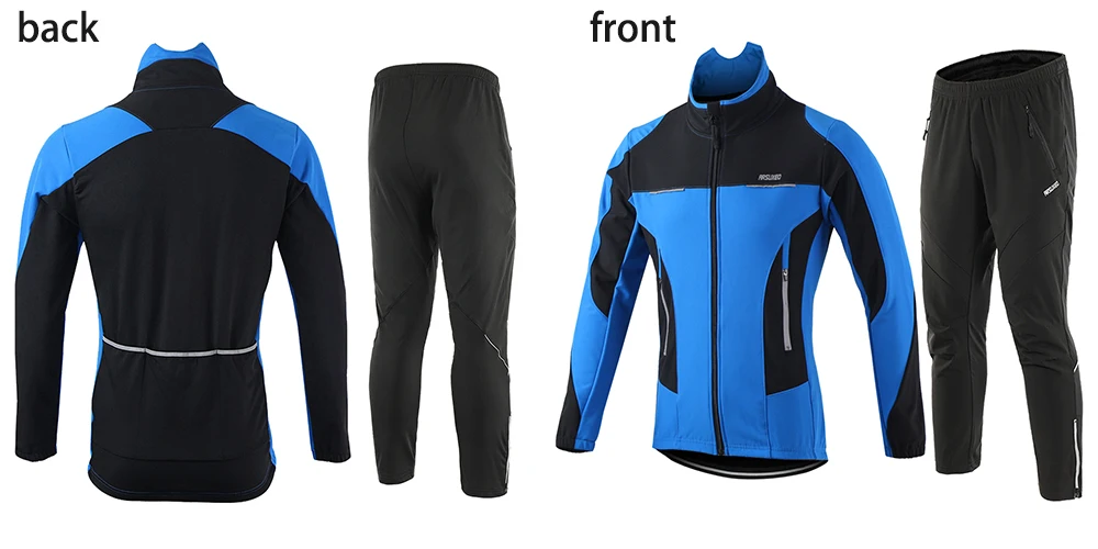 ARSUXEO, Мужская зимняя велосипедная куртка, комплект, ветрозащитная, водонепроницаемая, термальная спортивная одежда, велосипедные штаны, брюки, велосипедные костюмы, одежда 15FF