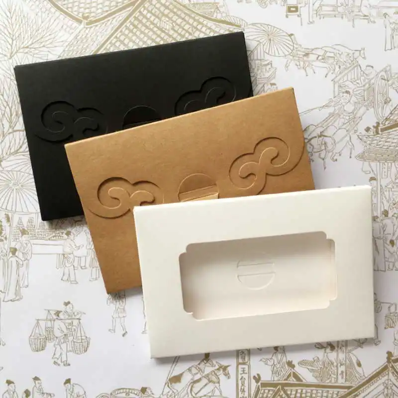 

30pcs/lot New Postcard Envelope Box With Window High Quality Kraft Paper Gift Envelope Photos Envelope Packaging boxes black
