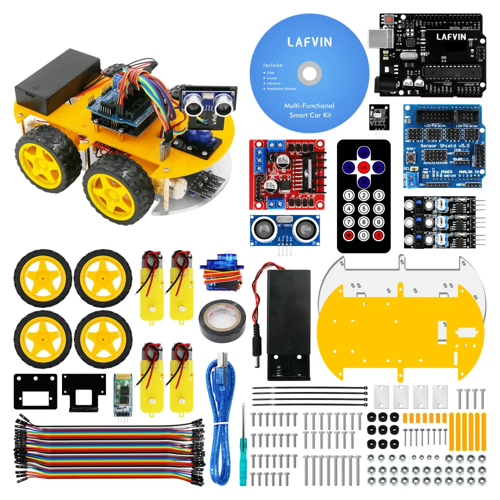 LAFVIN Kit Mobil Robot Pintar untuk UNO R3 UNTUK Arduino dengan Sensor ...