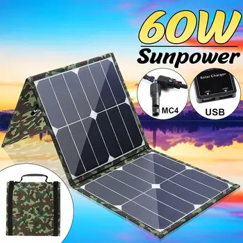 

Foldble Solar Panel 60W 18V/5V Solar Panel Dual USB Portable Flexible Solar Cell Set For Boats/Out-door Camping/Car/rv/Phone