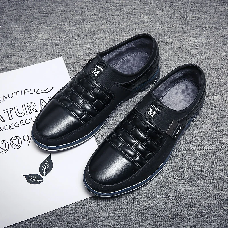 Fur Black Новые мужские туфли-оксфорды из натуральной кожи, большие размеры 39-48 модные повседневные деловые Свадебные модельные туфли без шнуровки Мужская Прямая поставка - Цвет: Fur Black