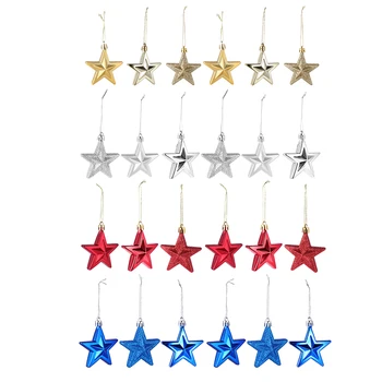 

24Pcs Christmas Tree Five-Pointed Star Ornaments Three-Dimensional Star Decors