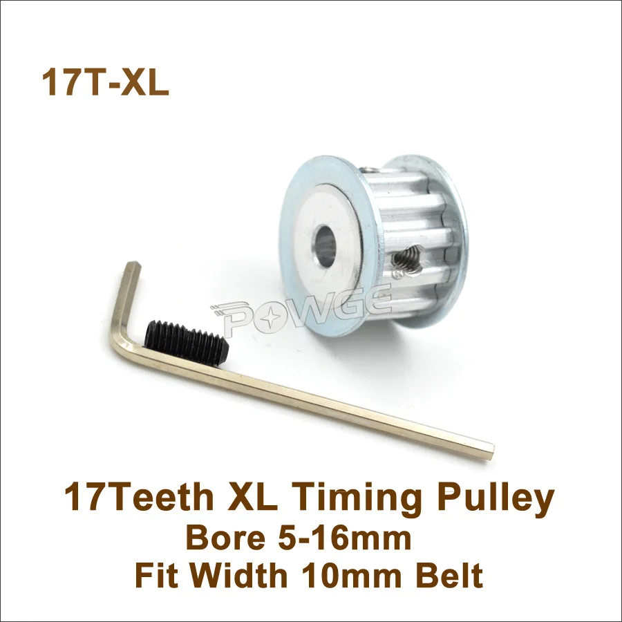 

POWGE 17 Teeth XL Timing Pulley Bore 5-16mm Fit W=10mm XL Timing Belt 17T 17Teeth XL Synchronous Belt Pulley Trapezoid 17-XL AF
