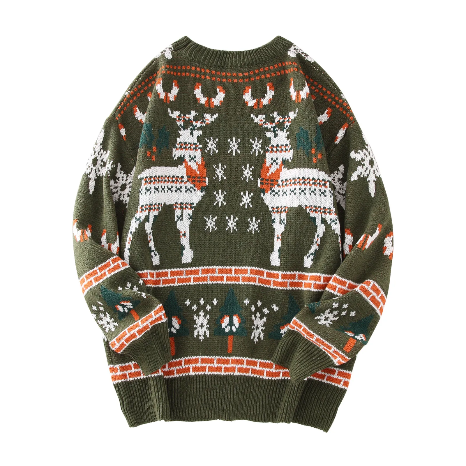 Mens Christmas Sweaters Thick Warm Fashion Pullover Christmas Deer Print Sweater Long Sleeve Round Neck Sweater Blouse 2021 2