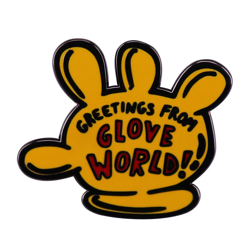 Spongeb0b Greetings From Glove World Enamel Pin Rubber gloves funny Badge Jewelry Gift | Украшения и аксессуары