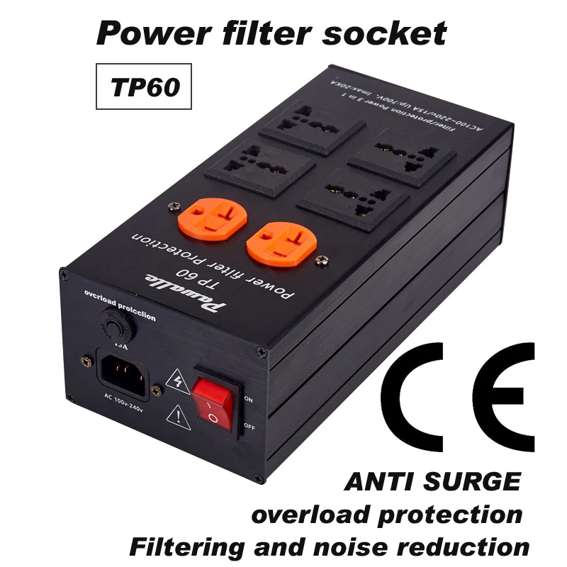 

Pawalle tp60 power filter socket anti surge overload protection socket